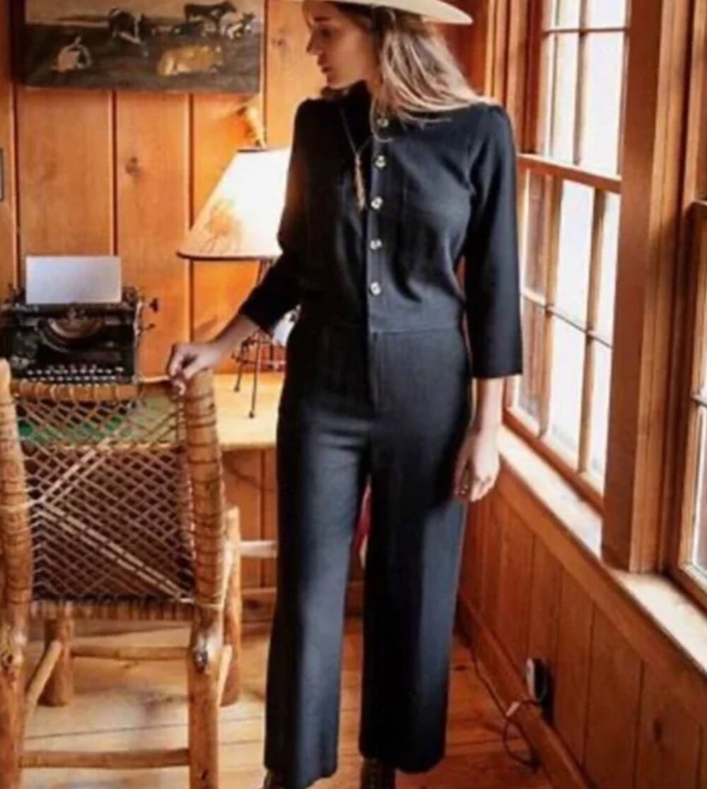 Christy Dawn Painters Black Long Sleeve Jumpsuit Size XS